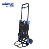 Chariot à main robuste à double mode, chariot pliable avec plateau imperméable pour la maison, le transport de marchandises, le bureau