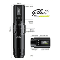 Groothandel Filter X30 1600Mah Grote Capaciteit Kick Start Instelbare Slagfrequentie Elektrische Draadloze Tattoo Machine Pen Pistool