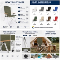 Chaise de glamping en aluminium de haute qualité, position réglable, pliable, mobilier d'extérieur pour le camping et la pêche