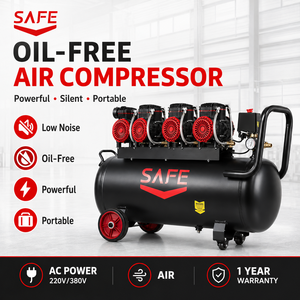 Compresseur d'air portable silencieux sans huile à piston, alimentation CA, 50L 100L 180L 8 bars pour gonflage de pneus et atelier de peinture au pistolet - Product Image 1