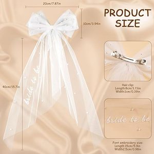 Lazo para el Cabello Bordado para Despedida de Soltera, Recuerdo de Despedida de Soltera, Novia Futura - Product Image 3