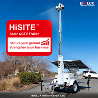 Caméras PTZ AI à 360 degrés, petite tour mobile solaire HiSITE pour la surveillance à distance et les chantiers de construction