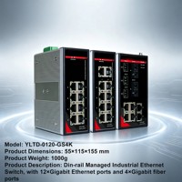Switch industriel monté sur rail DIN, switch Ethernet Gigabit géré, ports RJ45/fibre optique, 5/8 ports en option, gestion SNMP/CLI, VLAN
