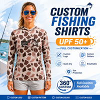 Kaos Pemancing Wanita Custom UPF 50 Lengan Panjang Berkerudung Perlindungan UV Pakaian Memancing Sublimasi