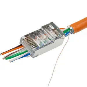 Ethernet RJ45 konektörü geçiş kalkan 8P8C altın kaplama RJ45 Cat6 konektörü