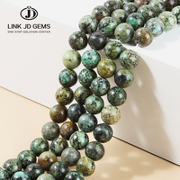 JD 4 6 8 10 12mm facettes givre mat naturel vert afrique Turquoises pierre ronde perles entretoises en vrac pour la fabrication de bijoux