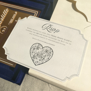 Carte d'invitation <span class=keywords><strong>de</strong></span> mariage en velours bleu foncé <span class=keywords><strong>de</strong></span> qualité supérieure, carte en acrylique dorée <span class=keywords><strong>miroir</strong></span>, invitation <span class=keywords><strong>de</strong></span> mariage en boîte <span class=keywords><strong>de</strong></span> luxe avec cartes RSVP - Product Image 3