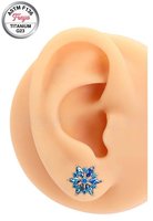 G23 Body ASTM-F136 Titanium Snowflake Zircon Piercing Earrings Tragus Helix Lobe Flat Back Ear Bone Stud Labret Ring Jewelry