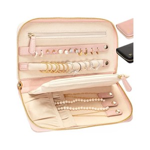 Organisateur de voyage portable de luxe personnalisé en similicuir, pochette pliable à fermeture éclair pour bijoux, pour colliers sans nœuds - Product Image 2