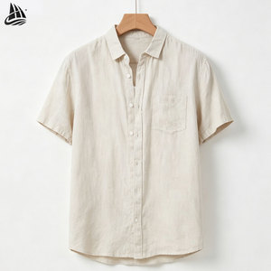 Camicie da <span class=keywords><strong>uomo</strong></span> in <span class=keywords><strong>lino</strong></span> personalizzato manica corta Eco Friendly <span class=keywords><strong>camicia</strong></span> di <span class=keywords><strong>lino</strong></span> da <span class=keywords><strong>uomo</strong></span> camicie di <span class=keywords><strong>lino</strong></span> sostenibili per gli uomini - Product Image 3