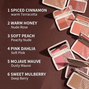 Caliente 3 en 1 Vegan Pink Blush Cheek Tint Palette Cream Pink Blusher Highlighter <span class=keywords><strong>Maquillaje</strong></span> facial <span class=keywords><strong>de</strong></span> alta calidad Blush Palette - Product Image 6