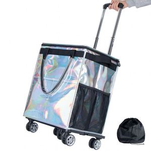 Carrito de Compras Plegable Resistente al Agua, Diseño Geométrico, Cierre de Cremallera, Asa de Cinta de Polipropileno, Uso en Supermercados, Tamaño Grande - Product Image 1