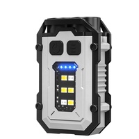 Gantungan kunci senter dapat diisi ulang USB C, gantungan kunci senter Mini EDC tahan air 8 Mode dengan bola lampu LED bahan ABS IP65 klip kecil kuat