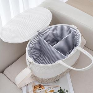 Bolsa <span class=keywords><strong>de</strong></span> pañales portátil para coche con cuerda <span class=keywords><strong>de</strong></span> algodón para pañales y artículos esenciales para bebés con correa para el hombro - Product Image 2