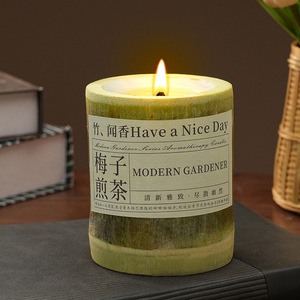 Vela Aromática Estilo Chino, Creativa, en Tubo de Bambú, Vela de Cera de Soja en Frasco, Ambiente Cálido, con Caja de Regalo, Luz de Vela - Product Image 6