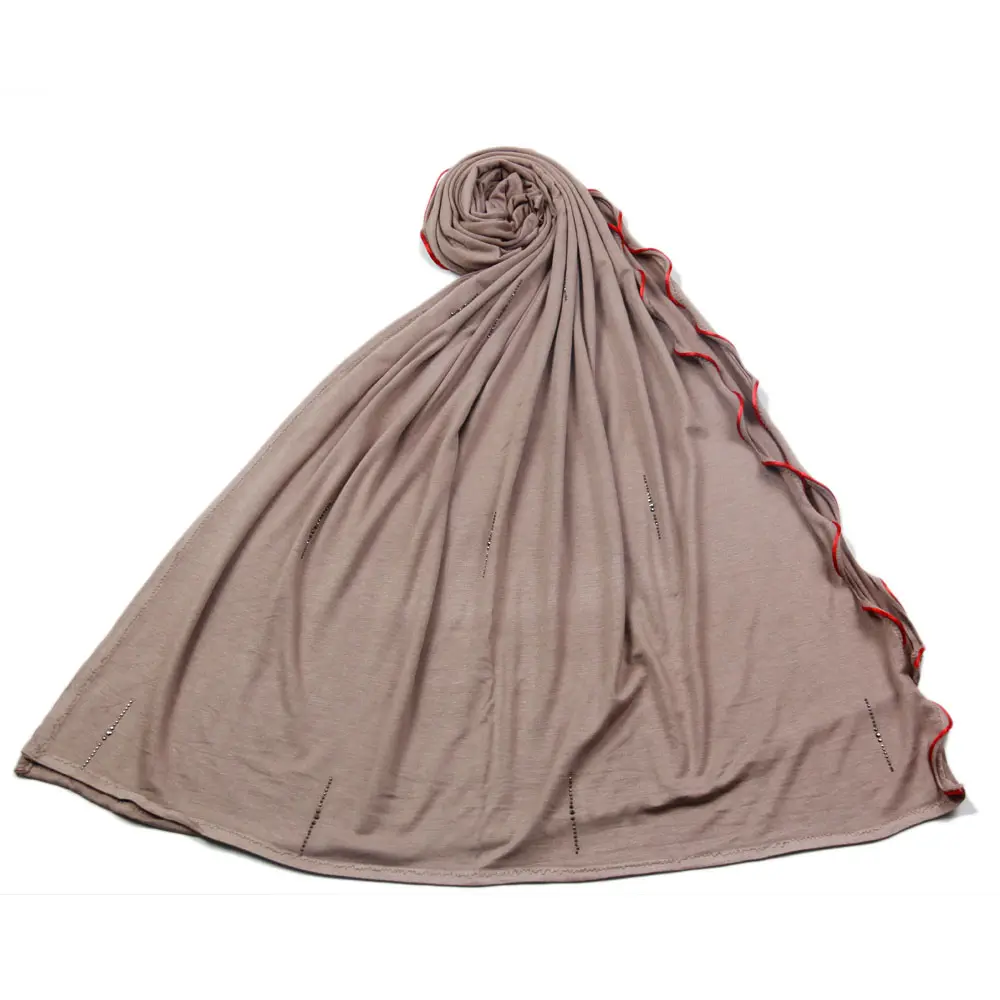 Jilbab Katun Jersey Premium, Syal Jilbab dengan Koleksi Batu Lebaran dan Selendang Panjang untuk Wanita Muslim