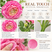 2 Tangkai Bunga Ranunculus Artificial Real Touch untuk Dekorasi Rumah, Pernikahan, dan Liburan