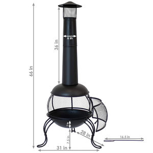 屋外用スチール製ファイヤーピット、煙突付き、正方形、高温塗装表面、ガリフェGM20306、パティオと裏庭のバーベキュー用 - Product Image 5