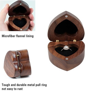 Tự làm nhung mềm nội thất chủ đề nghị Đính Hôn lễ cưới EcoFriendly Món quà trang sức bông tai trường hợp gỗ hộp nhẫn trái tim - Product Image 5