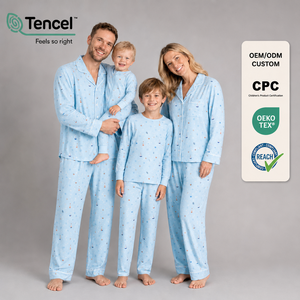 OEM ODM Familiepyjama Set voor baby jongens meisjes kinderen met tencel modal stof, milieuvriendelijk geprint ontwerp - Product Image 1