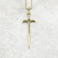 Pendentif Punk croix épée collier gothique strass poignard collier chaîne clavicule mode bijoux cadeau
