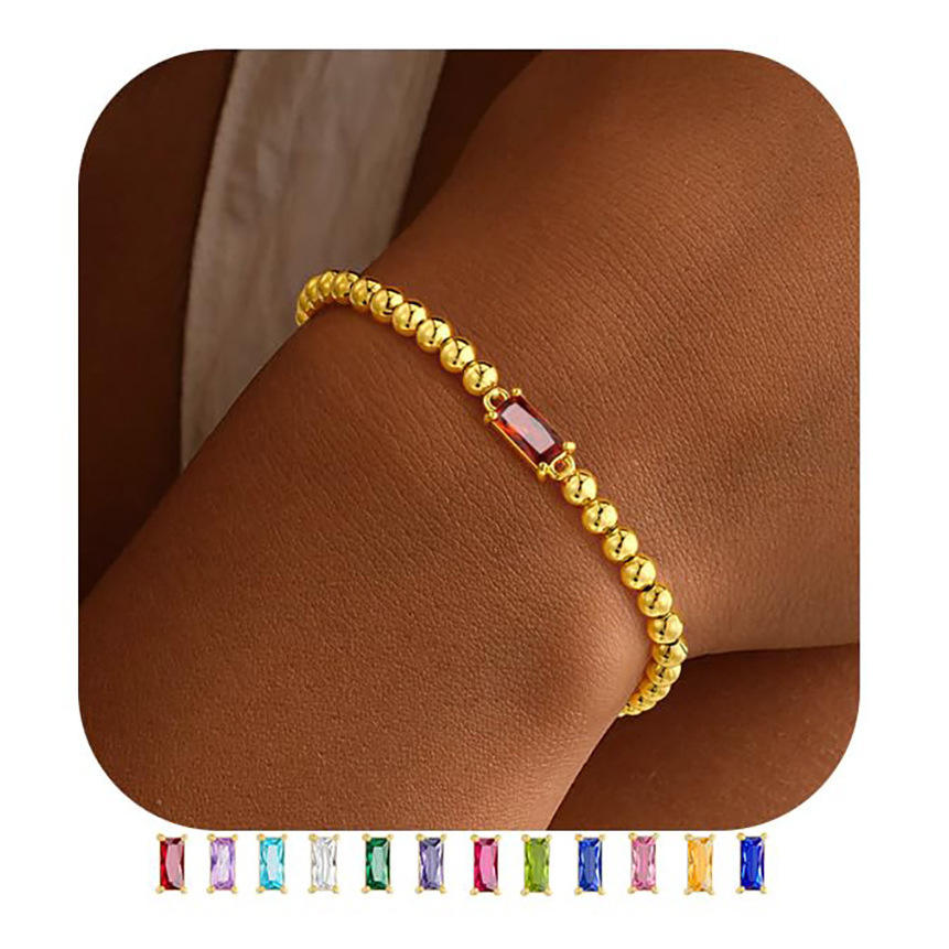 สร้อยข้อมือลูกปัดโกเมนและทอง