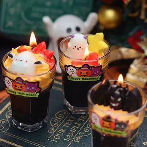 Factory Custom Novelty 3D Shaped Candle Happy Halloween Glass Jar Candles with Lid Funny Ghost Ornament for Kids Room <b>Decor</b> - Product Image 4