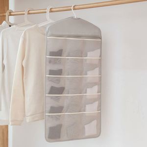 Organizador de ropa interior plegable de doble cara con 15/25 bolsillos para colgar en el armario, bolsa de almacenamiento para calcetines, corbatas y sujetadores - Product Image 6