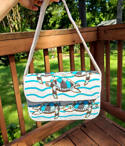 Sac messager pour femme MULTI CRAFT, style bohème, broderie estivale, motif géométrique, design artisanal, perles, écologique, durable - Product Image 1