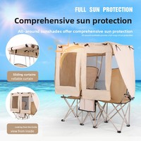 Chaise pliante double transfrontalière pour camping et loisirs en plein air, avec auvent intégré pour la pêche et la plage, en tissu Oxford