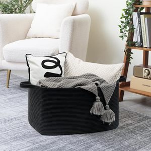 Vente chaude Rectangle grande capacité coton corde tissé blanchisserie Snack jouets articles divers coton corde panier - Product Image 6