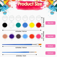 Bandes de peinture acrylique hexagonales Panwenbo 3 ml pour enfants, 12 couleurs, pots de peinture avec rangement pour enfants