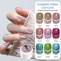 FLOWERS TOKEN Huile Gel UV 9 Couleurs Nouveau Printemps/Été, Vernis Œil de Chat 9 Couleurs Tendance Salon Personnalisé