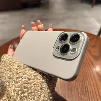 Étui de téléphone en titane naturel pour iPhone 16 15 14 13 12 11 Pro Max Plus, coque arrière rigide en PC, protection de l'appareil photo avec protection d'objectif