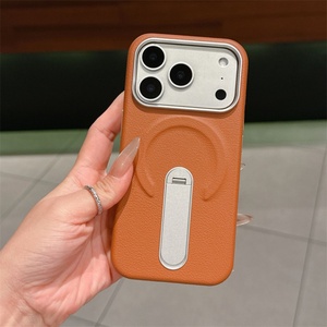 Funda Magnética Personalizada de Cuero PU para iPhone 17 13 14 15 16 Pro Max con Soporte Metálico Giratorio Oculto y Cubierta Protectora - Product Image 1