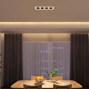 Iluminación Moderna y Confortable para Sala <span class=keywords><strong>de</strong></span> Estar, LED <span class=keywords><strong>de</strong></span> 5 Luces, 20W, Empotrada en Aluminio, Rectangular, Larga, Tipo Barra, Foco <span class=keywords><strong>de</strong></span> <span class=keywords><strong>Techo</strong></span> - Product Image 4