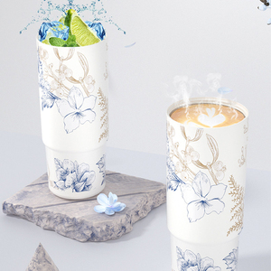 750ml New Ceramic Liner Insulated Coffee <b>Cup</b> <b>with</b> <b>Straw</b> Ice Tumbler Stylish Outdoor Portable Thermos <b>with</b> Handle Gift OEM ODM - Product Image 4