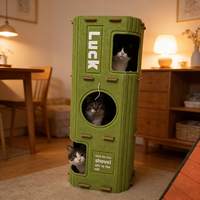 Tour de jeu pour chat multi-niveaux fermée avec structure d'escalade en feutre durable, résistante aux griffures, mobilier d'intérieur pour chat