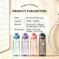 Bouteille anti-fuite en Tritan+PP avec couvercle à clapet, compatible lave-vaisselle, idéale pour la salle de sport, les activités de plein air, l'école et le parc
