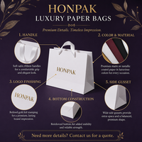 HONPAK Sacs à provisions de luxe écologiques Marque élégante-Logo personnalisé et ruban imprimé en gros