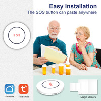 Bouton SOS sans fil Tuya rechargeable par batterie, bouton d'alarme de sécurité personnelle OEM avec contrôle par application