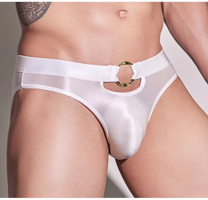 Herren Hot Sale Einfarbige Atmungsaktive Sexy Seiden-Dünne Durchsichtige Nylon-Unterwäsche Tiefsitzender Eisenring Verführung Strick-Tanga XL ODM - Product Image 1