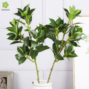 Hojas de Ficus Artificiales QIHAO, Planta Decorativa de Interior de Alta Simulación, Follaje Verde, Múltiples Tamaños, Flor de Seda - Product Image 1