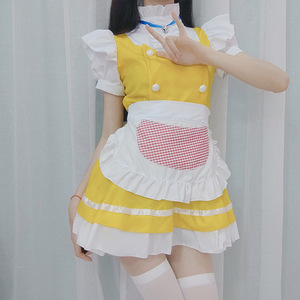 ชุดแม่บ้านน่ารักสไตล์ญี่ปุ่น ผ้ากันเปื้อนสีเหลืองขาว ชุดคอสเพลย์ ชุดแสดงบนเวที สำหรับอายุ 14 ปีขึ้นไป ฤดูใบไม้ผลิ 2025 - Product Image 3