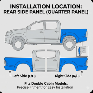 Guardabarros Traseros y Panel Lateral Derecho Sin Ganchos y Con Pasos de Rueda para Toyota Hilux <span class=keywords><strong>Vigo</strong></span> Doble Cabina Pickup 2005-2012 - Product Image 3