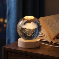 Lampe LED intelligente à illusion 3D de galaxie colorée, boule de cristal avec base en bois blanc pour chambre à coucher, maison, cadeau d'anniversaire