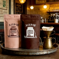 Sachets de café personnalisés en aluminium givré avec fermeture éclair, 250g, 500g, 1kg, 2kg, pour l'emballage des marques de café