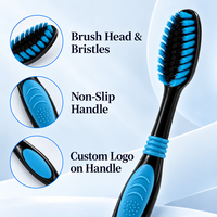 Brosse à dents manuelle à poils doux pour adultes, double couleur, poignée antidérapante, nettoyage en profondeur, brosse à dents personnalisable pour la maison
