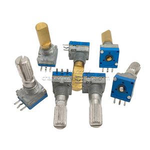 R097 9mm potensiometer putaran tunggal, <span class=keywords><strong>Resistor</strong></span> variabel poros datar B10K B20K 50K 20mm asli dapat disesuaikan - Product Image 1