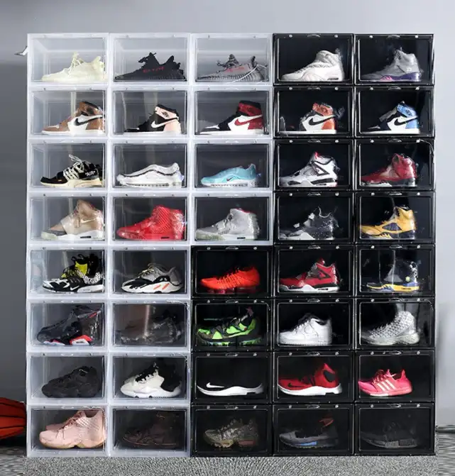 מכירה לוהטת ברור מותאם אישית גדול מקרה ברור אקריליק Sneaker נעלי תיבת תצוגת תיבת מקרה לתצוגה ואחסון